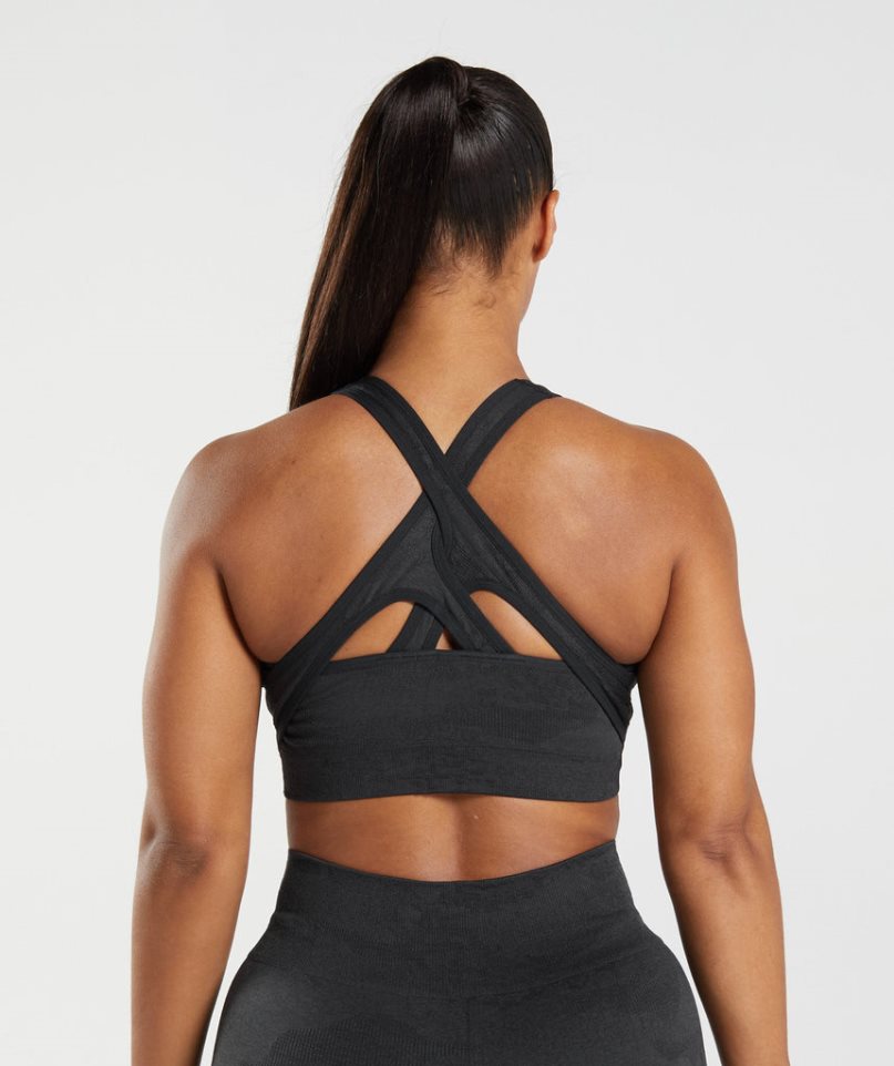 Women's Gymshark Adapt Camo Seamless Sports Bra Black | CA 78A5N0